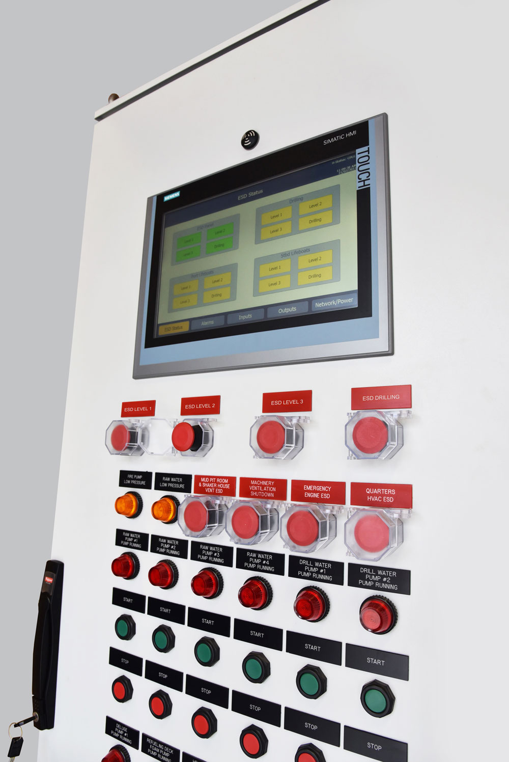 ESD panel HMI and pump controls