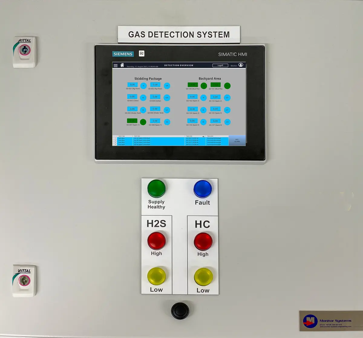 Gas detection control panel with Siemens HMI