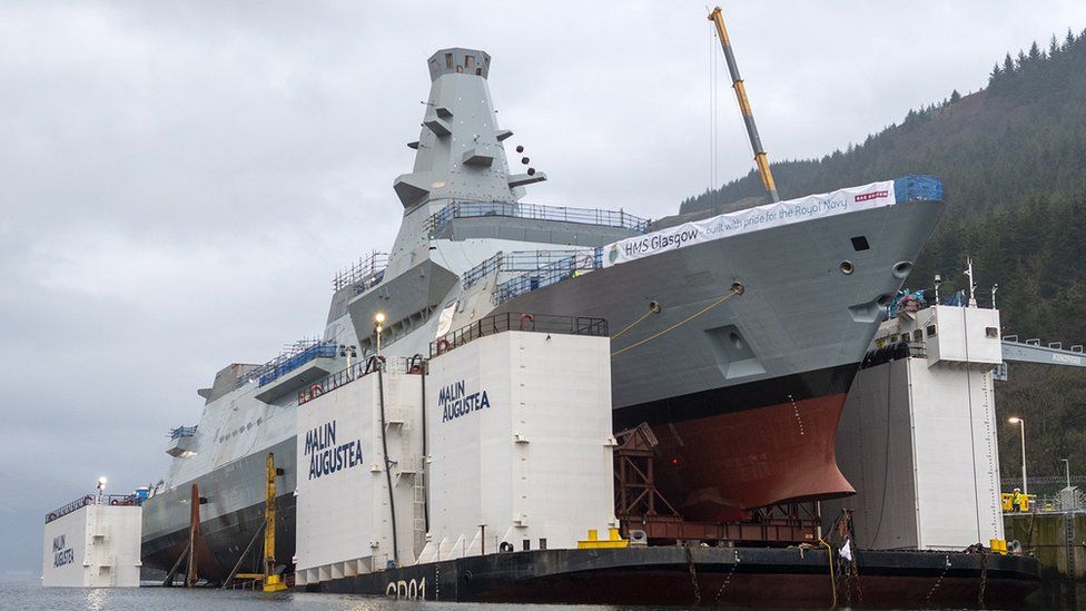 Malin Augusta transporting HMS Glasgow on the River Clyde