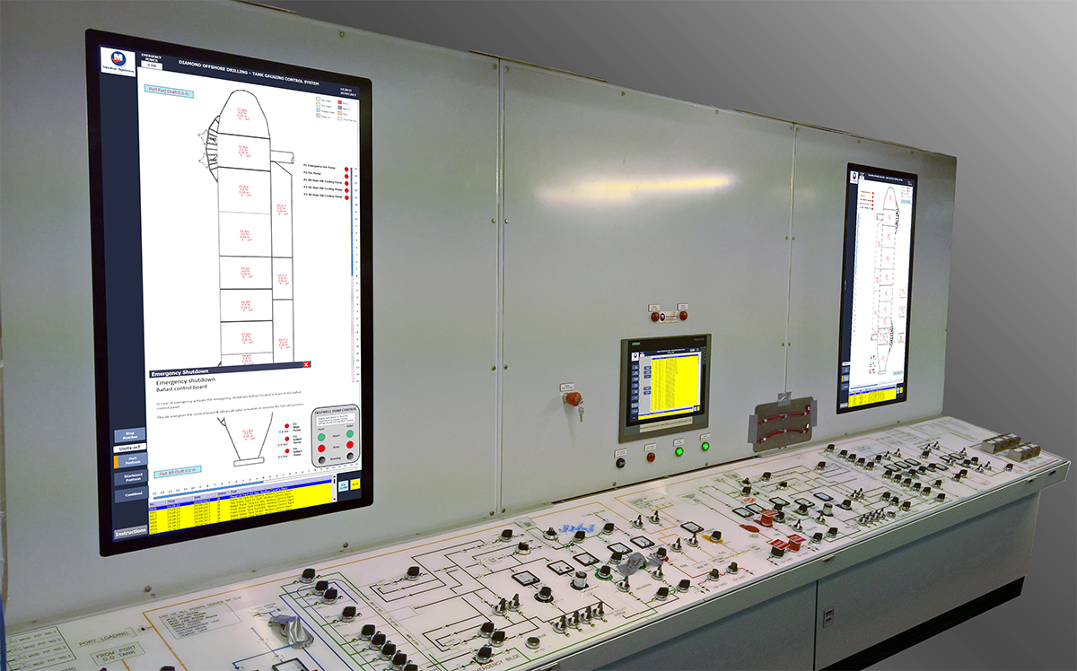Ocean Patriot ballast console with twin tank gauging touchscreens