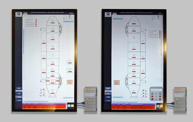 Twin 42-inch Ocean Patriot tank gauging touchscreens
