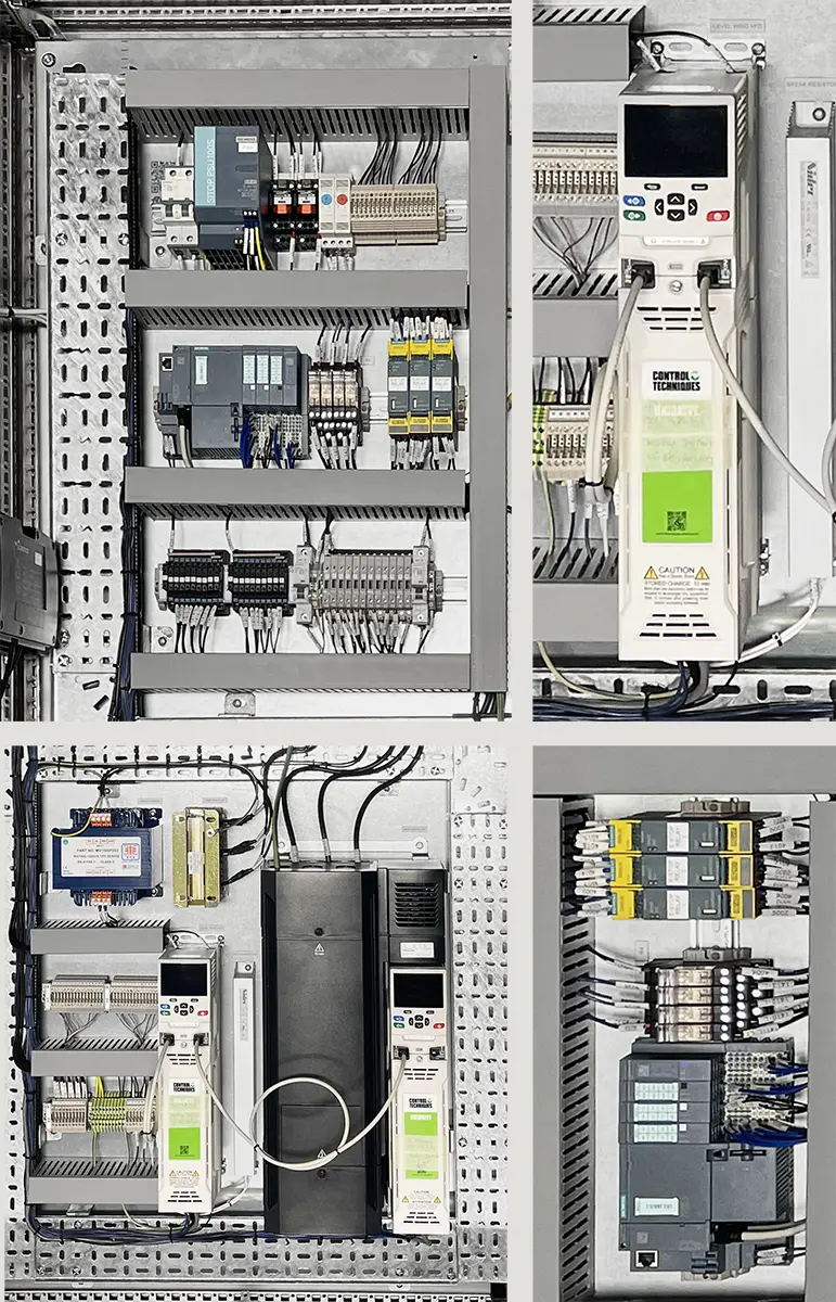 PLC and VFD control cabinets built for the umbilical reeler